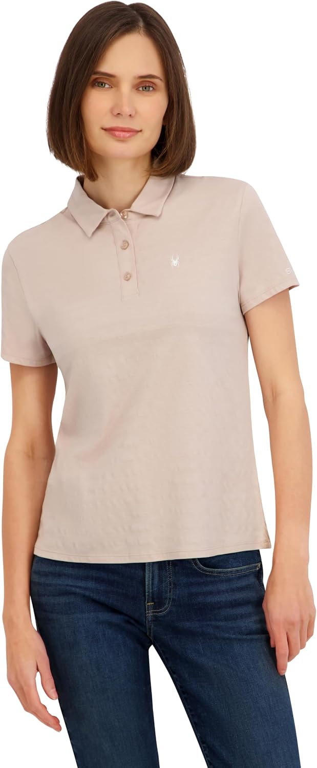 Spyder Women's Jacquard Stripe Short Sleeve Polo Top