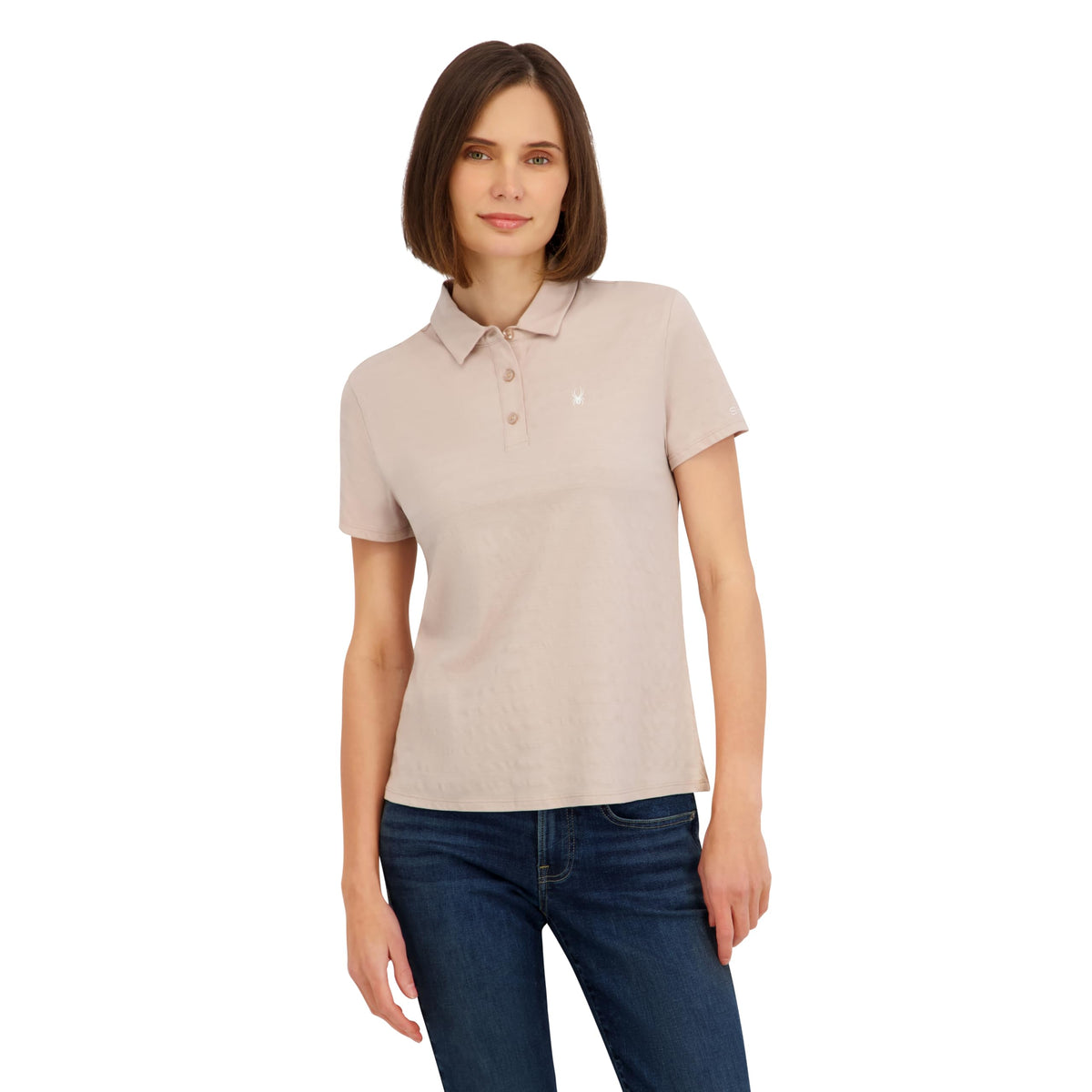 Spyder Women's Jacquard Stripe Short Sleeve Polo Top