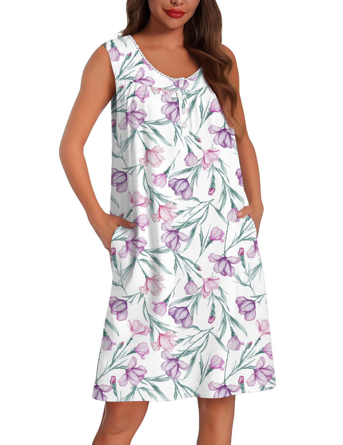 Ekouaer Cotton Nightgowns for Women Tank Sleeveless Night Gowns