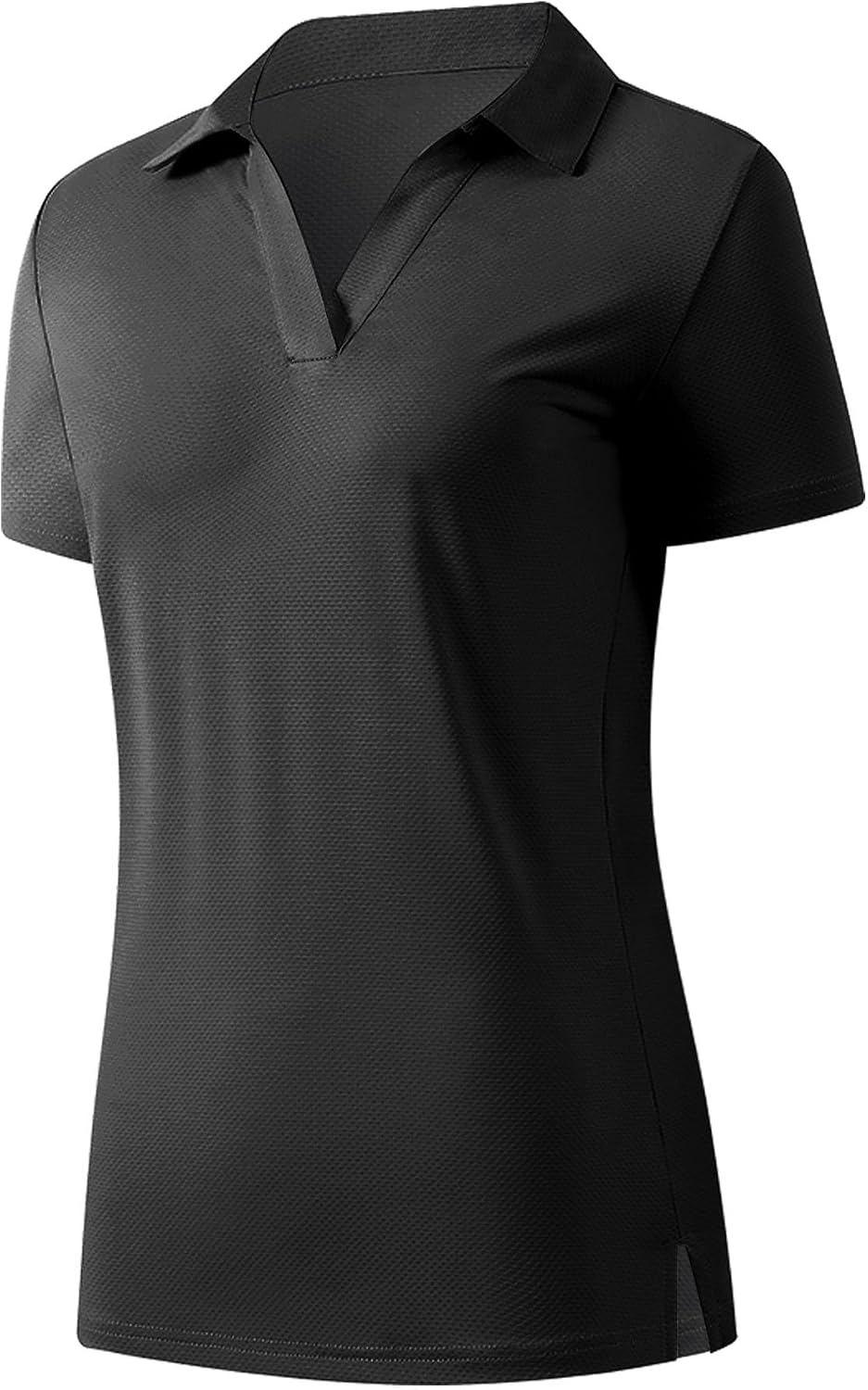 Womens Polo Shirts Short Sleeve V Neck Business Casual Work Tops Quick Dry UPF 50+ Sun Protection Golf Shirt Fitted Collared