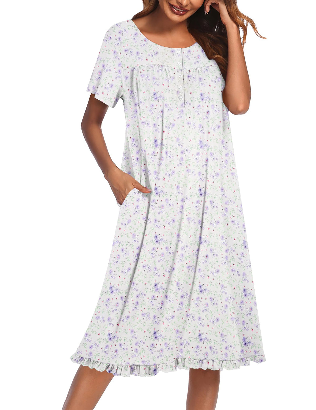 Ekouaer House Dresses for Women with Pockets Short Sleeve Moo Moos