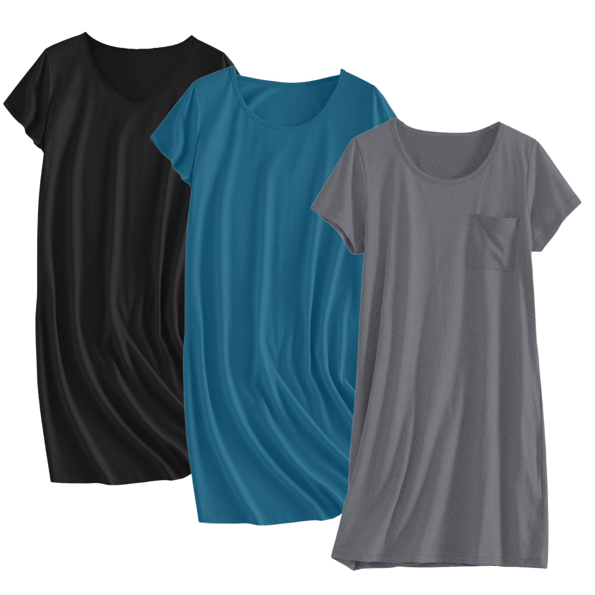 Ekouaer Cotton Nightgowns for Women 3 Pack Sleepshirts Tshirt Night Gown