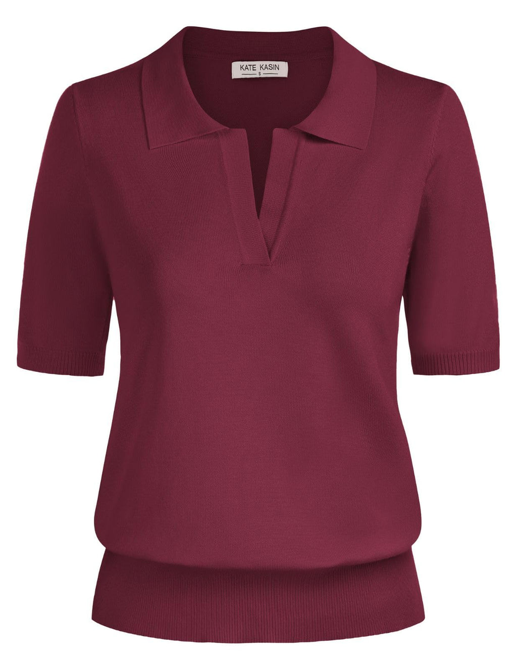 Women's Short Sleeve Classic V Neck Collared Casual Polo Sweater Tops