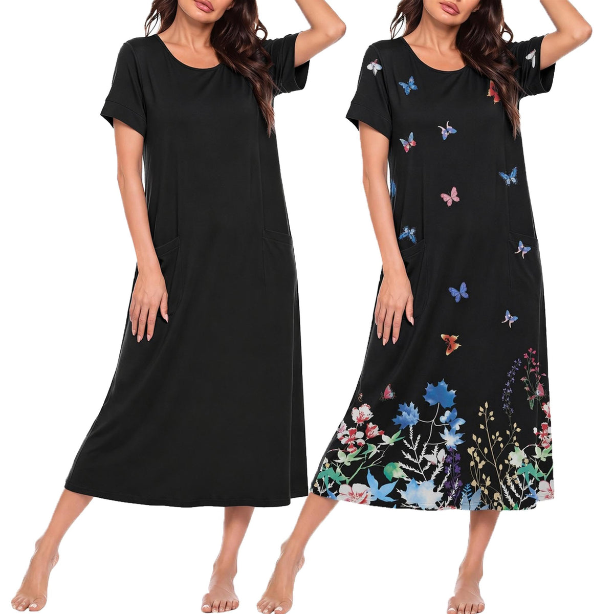 Ekouaer Long Nightgowns for Women Soft House Dress Plus Size Moo Moos