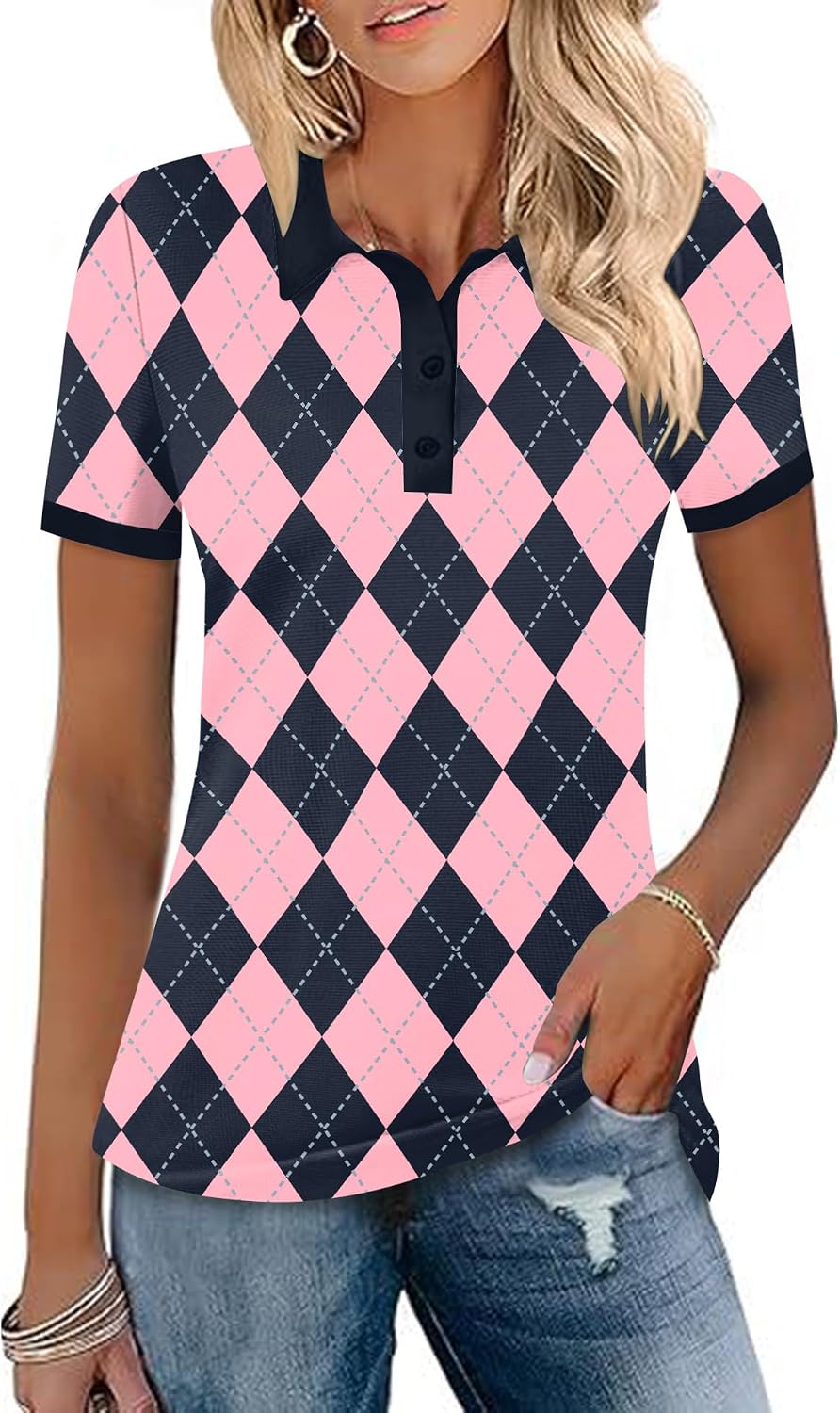 LOMON Womens Golf Polo Shirts Short Sleeve Collared Tops Tennis Activewear