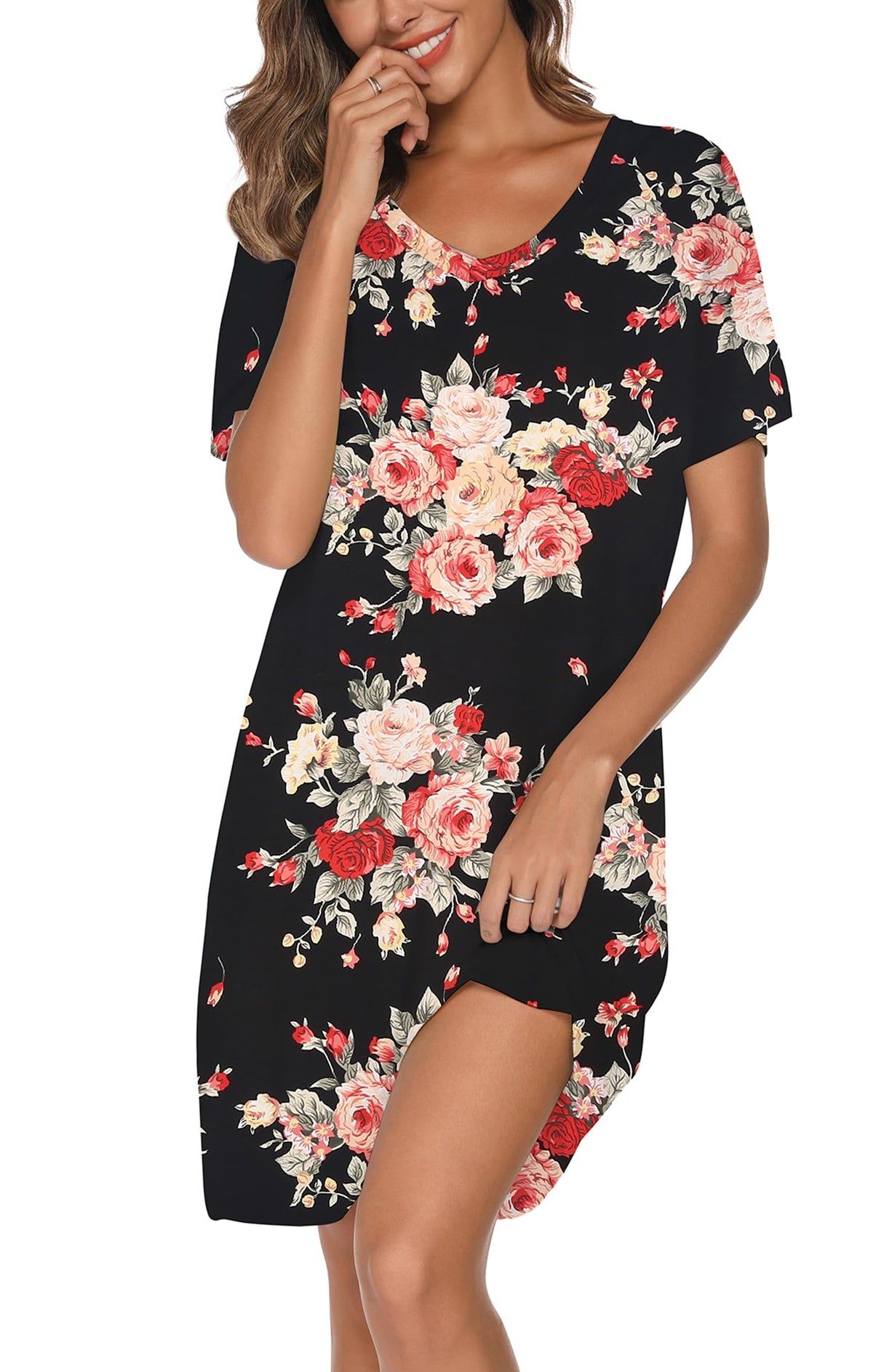 Nightgowns for Women Soft Cotton Sleep Shirts Short Sleeve Sleepwear