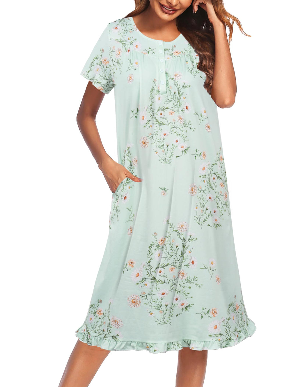 Ekouaer House Dresses for Women with Pockets Short Sleeve Moo Moos