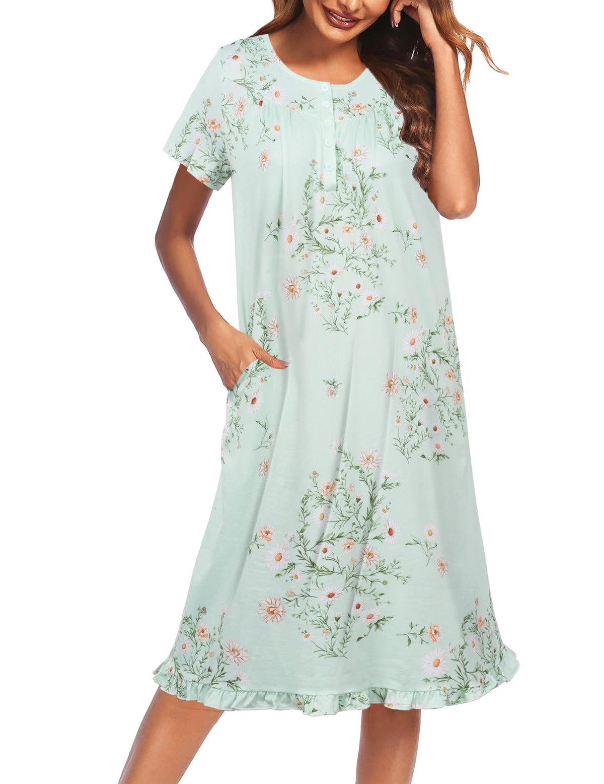 Ekouaer House Dresses for Women with Pockets Short Sleeve Moo Moos