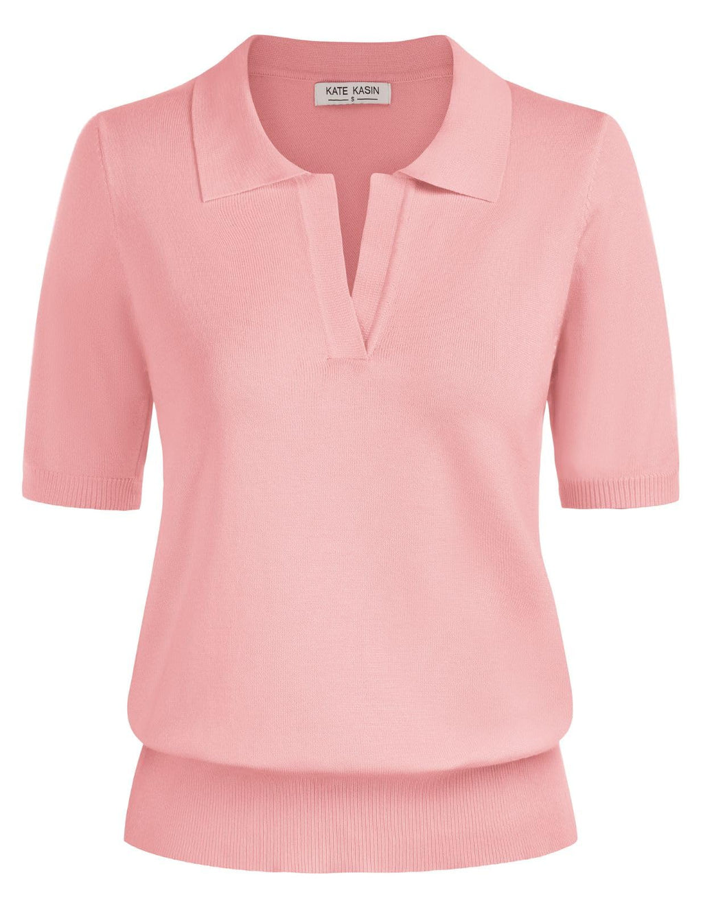 Women's Short Sleeve Classic V Neck Collared Casual Polo Sweater Tops