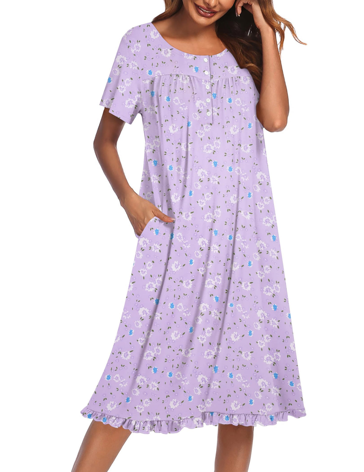 Ekouaer House Dresses for Women with Pockets Short Sleeve Moo Moos