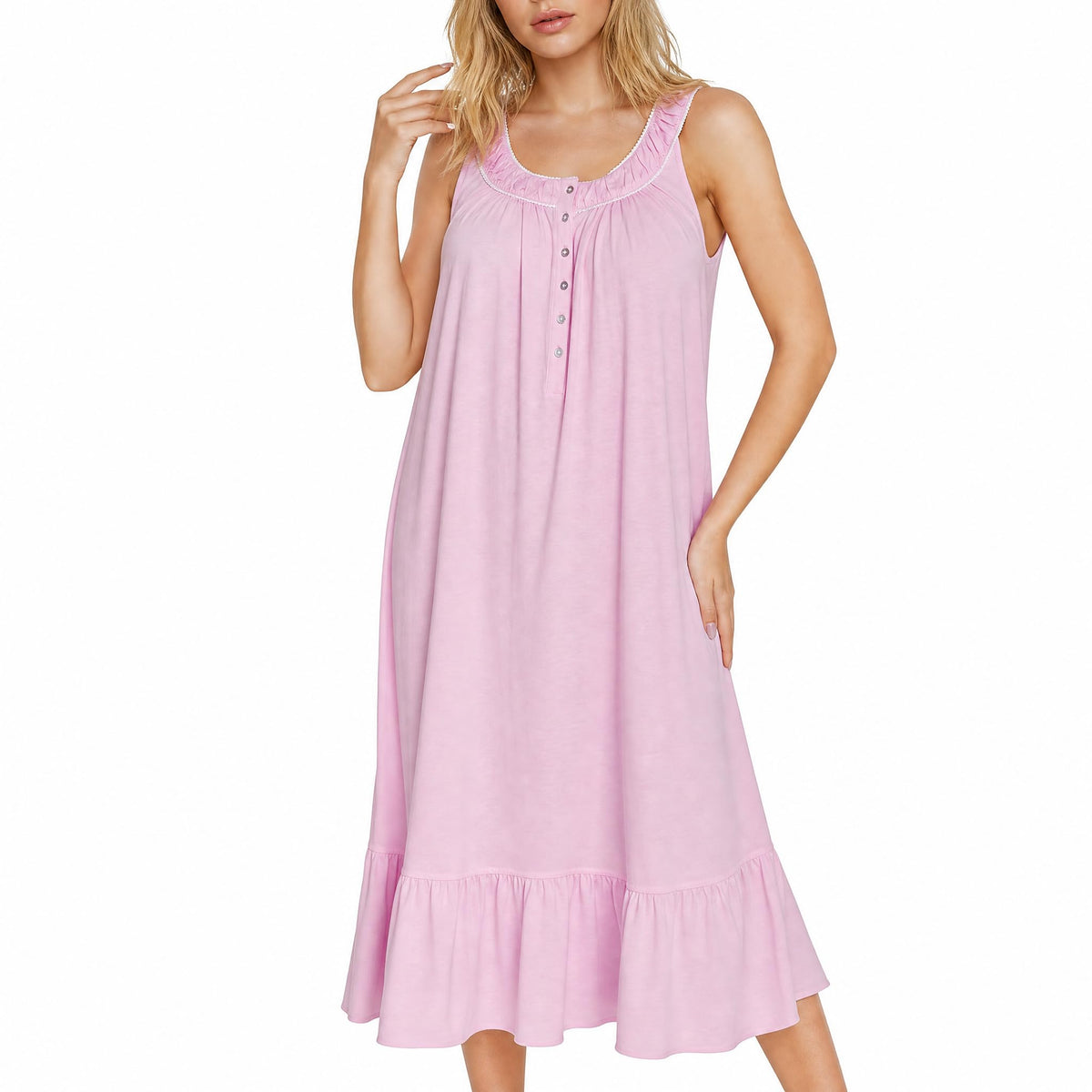 IZZY + TOBY 100% Cotton Nightgowns for Women Soft Ladies Gowns Sleepwear Long Sleeveless Nightgown