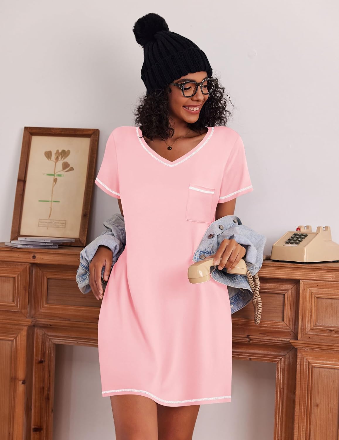 Ekouaer 3 Pack Nightgowns for Women Short Sleeve Sleep Shirt Soft Sleepwear