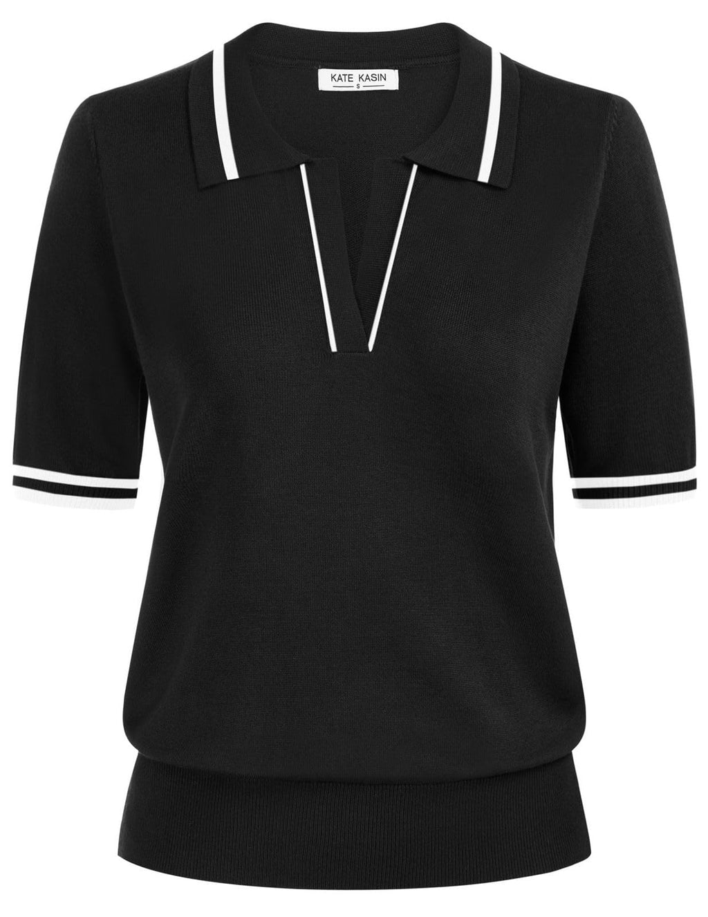 Women's Short Sleeve Classic V Neck Collared Casual Polo Sweater Tops