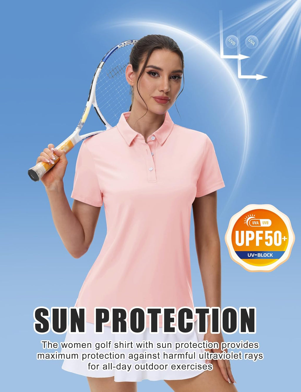 MAGCOMSEN Women's Polos Golf Shirts Short Sleeve UPF 50+ Collared Shirt Quick Dry Tennis Work Athletic Tops