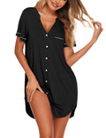 Ekouaer Nightgowns for Women Button Down Night Gown Short Sleeve Sleepshirt
