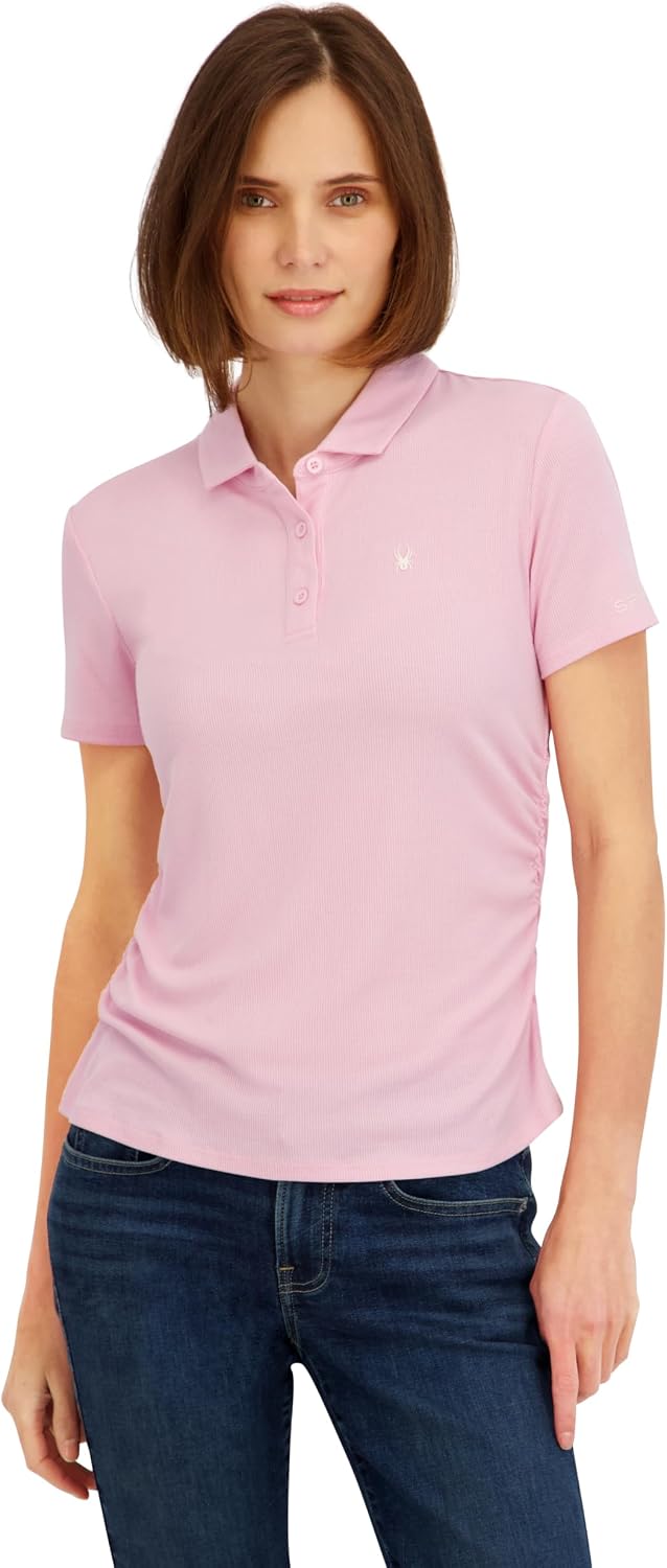 Spyder Women's Ribbed Jersey Short Sleeve Polo Top