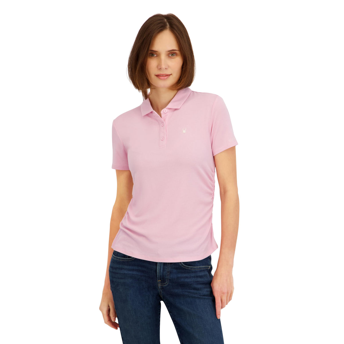 Spyder Women's Ribbed Jersey Short Sleeve Polo Top