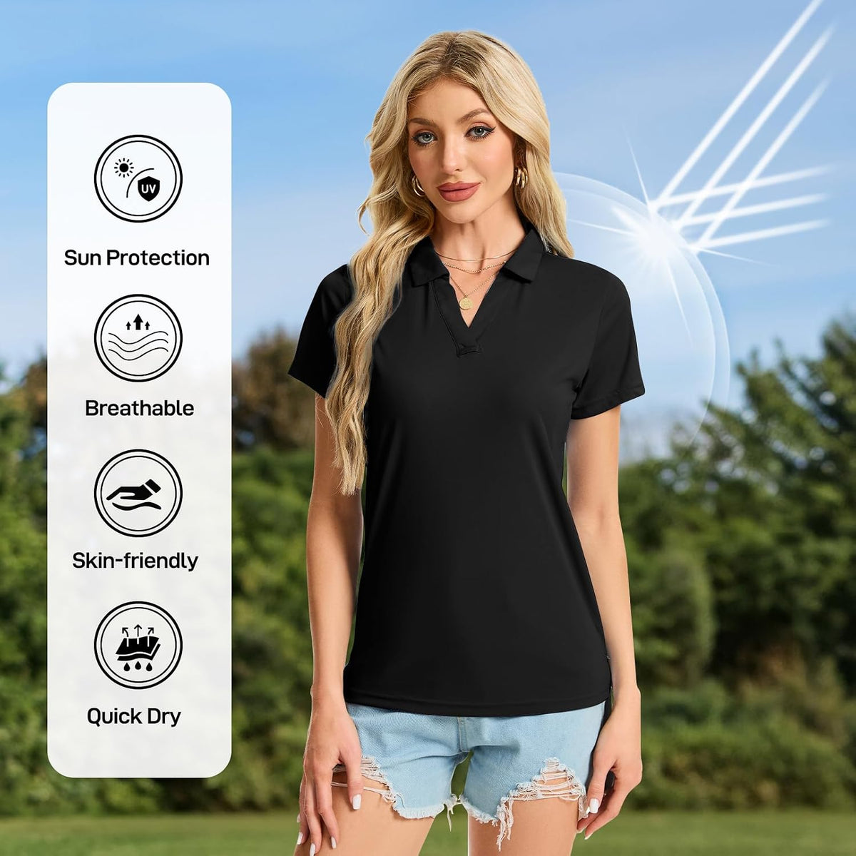 Women's Polo Shirts Short Sleeve Quick Dry UPF 50+ Sun Protection Golf Tops