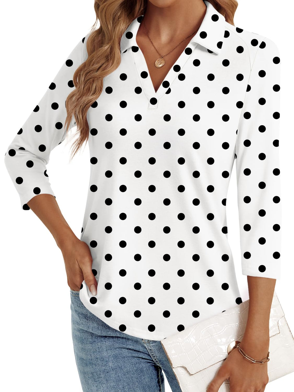 LYHIPSS 3/4 Length Sleeve Womens Tops Dressy Casual Business Blouses