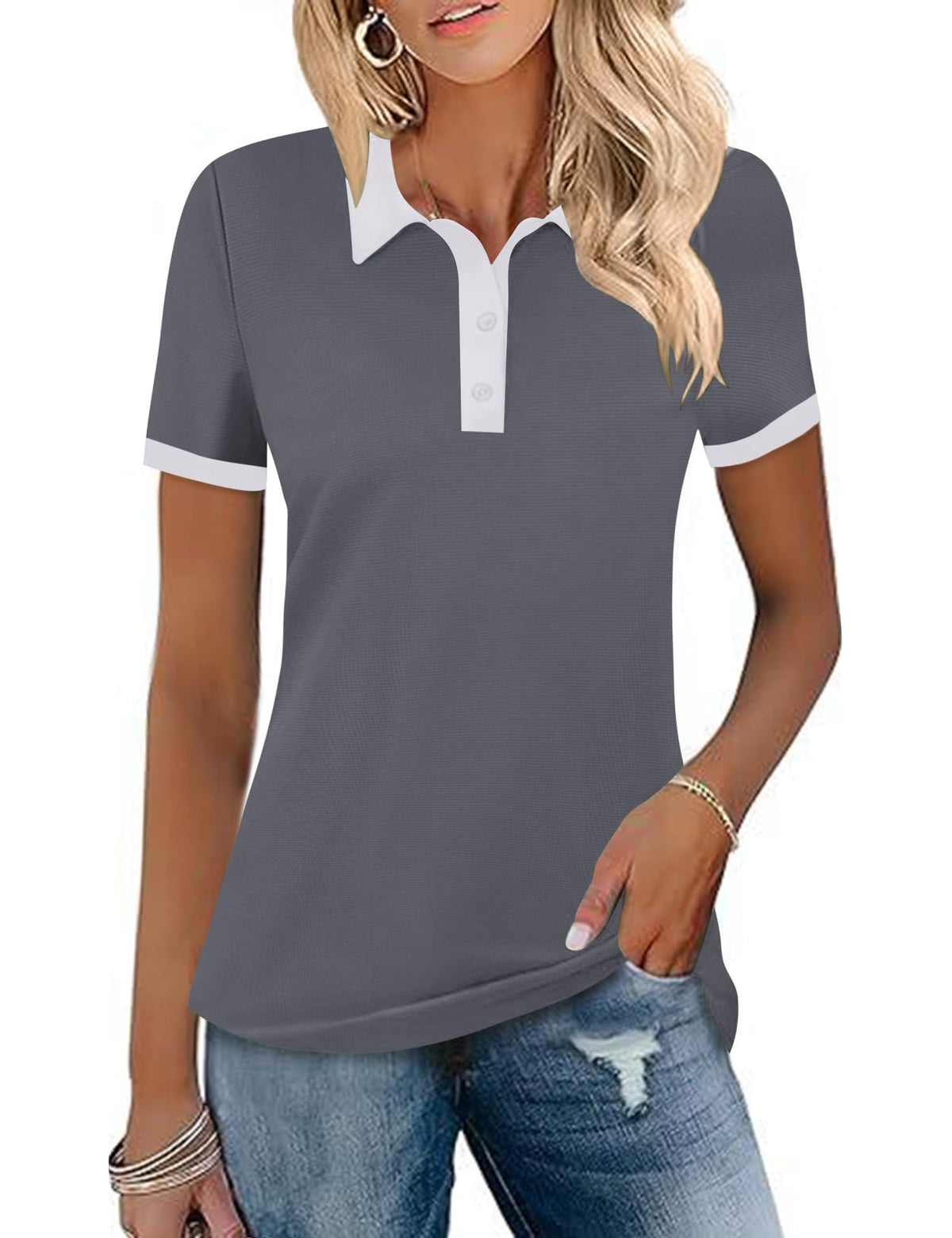 LOMON Womens Golf Polo Shirts Short Sleeve Collared Tops Tennis Activewear