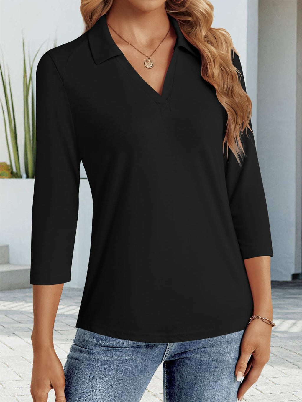 LYHIPSS 3/4 Length Sleeve Womens Tops Dressy Casual Business Blouses