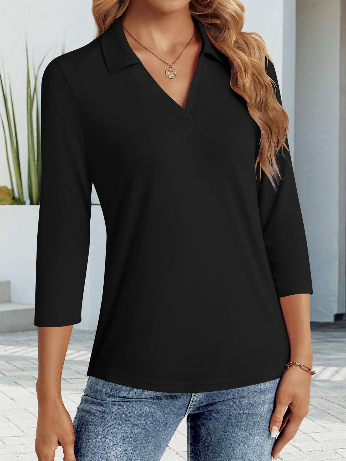 LYHIPSS 3/4 Length Sleeve Womens Tops Dressy Casual Business Blouses