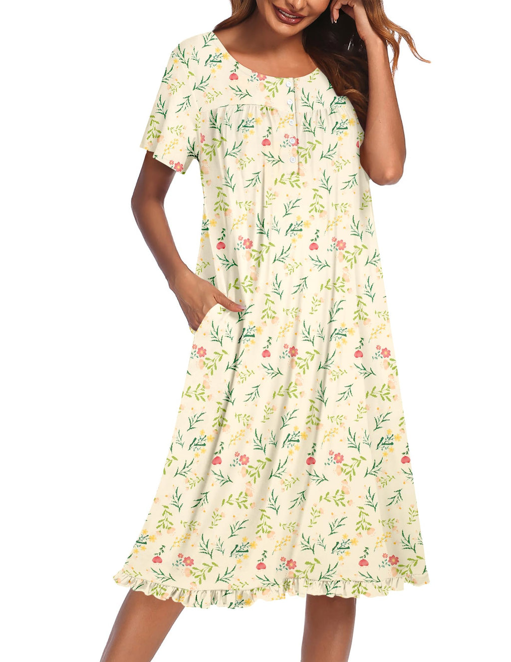 Ekouaer House Dresses for Women with Pockets Short Sleeve Moo Moos