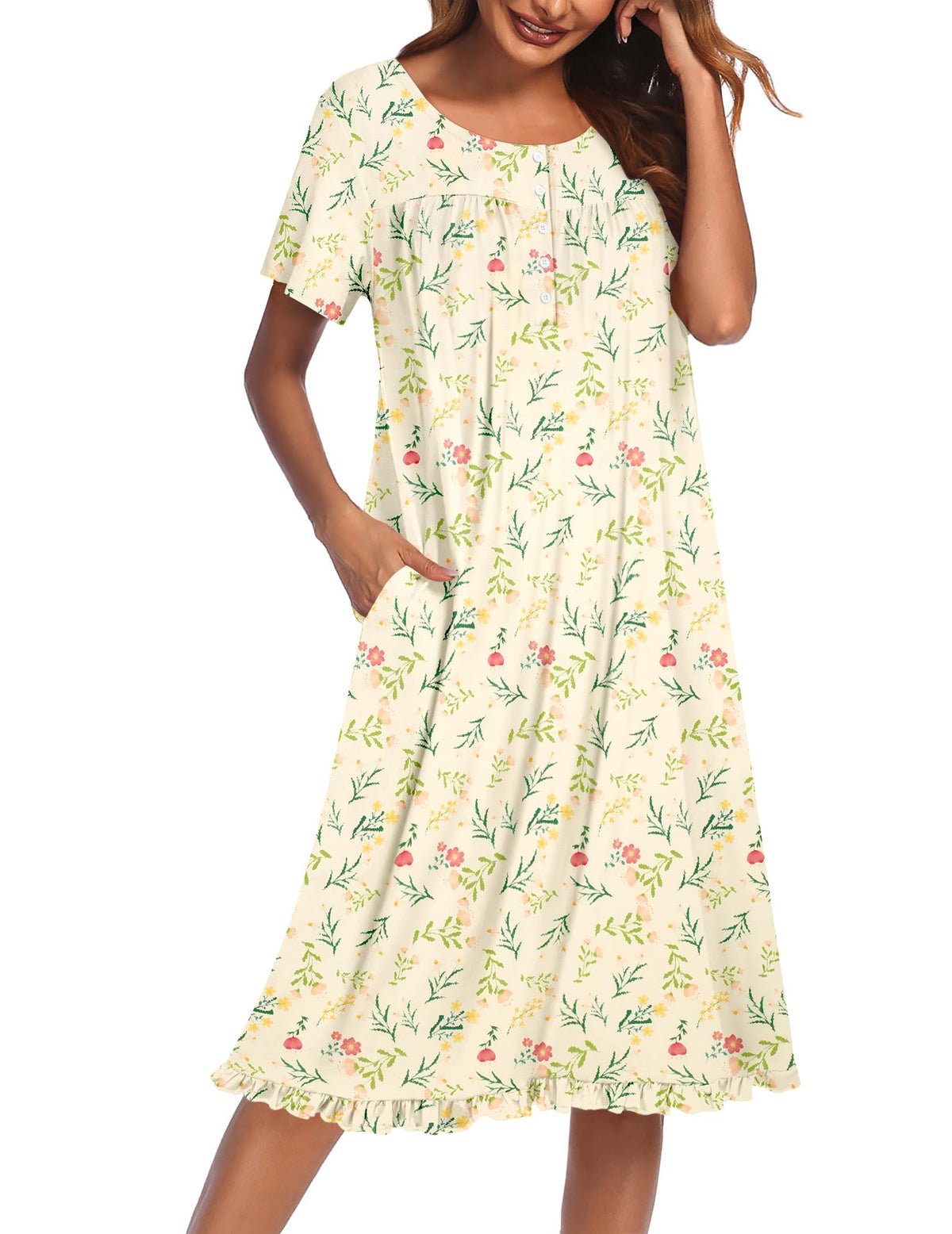 Ekouaer House Dresses for Women with Pockets Short Sleeve Moo Moos