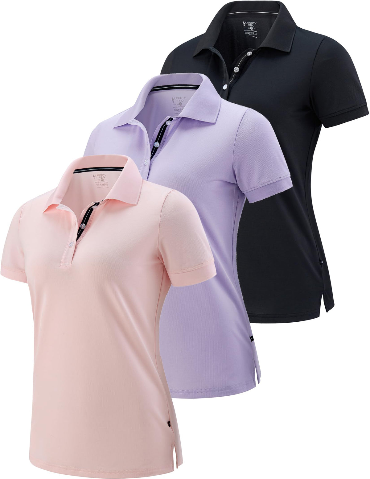 Liberty Pro 1 or 3 Pack Women's Athletic Polo Short Sleeve Shirts