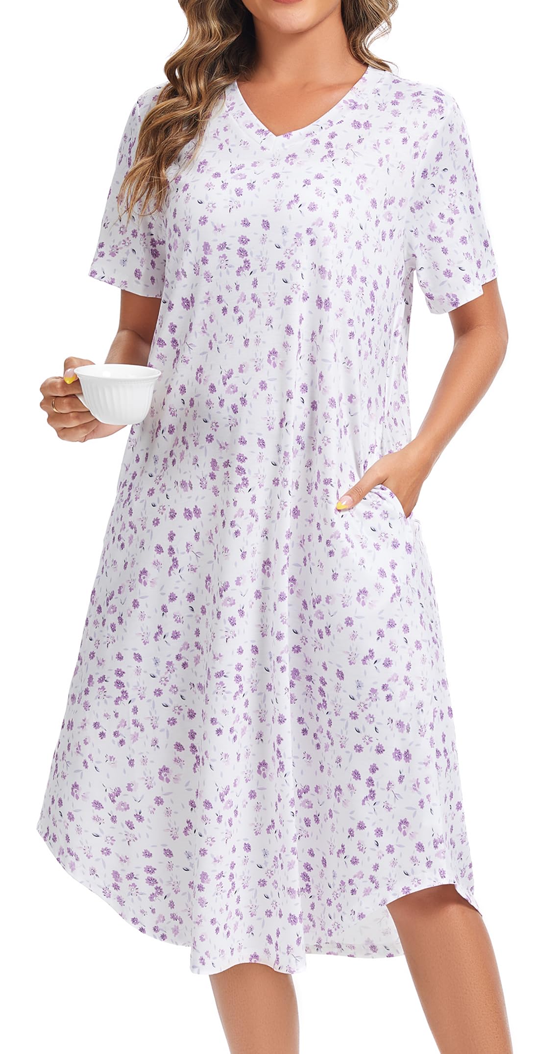 Kabento Womens Short Sleeve Long Nightgowns Sleepwear