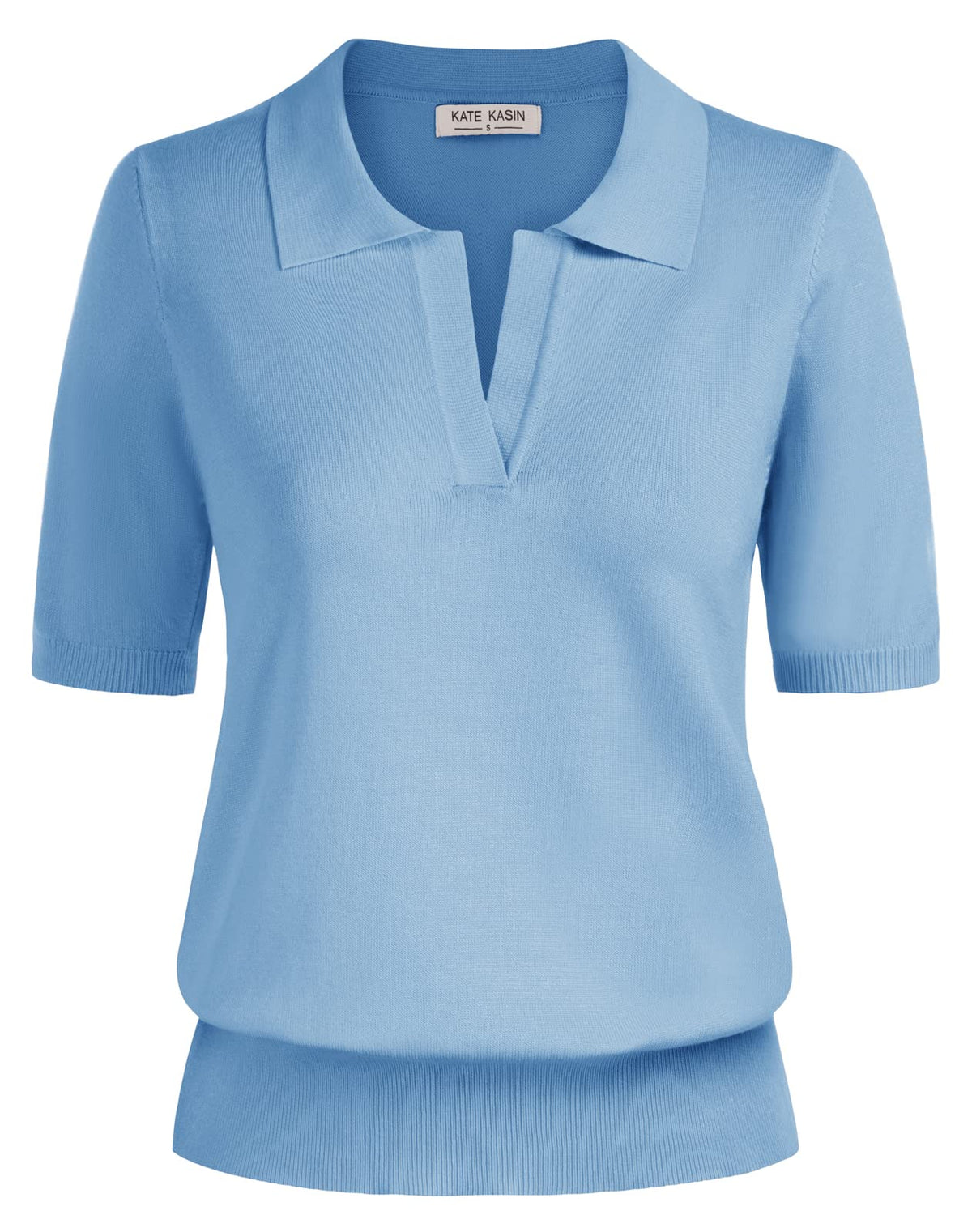 Women's Short Sleeve Classic V Neck Collared Casual Polo Sweater Tops