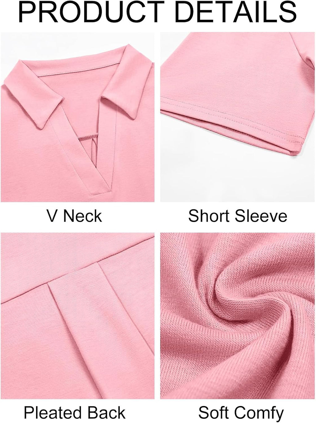 Imily Bela Womens Short Sleeve Polo Shirts V Neck Collared Tops