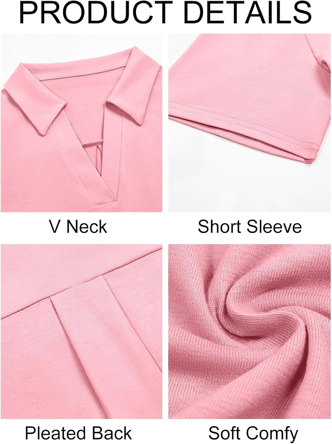 Imily Bela Womens Short Sleeve Polo Shirts V Neck Collared Tops