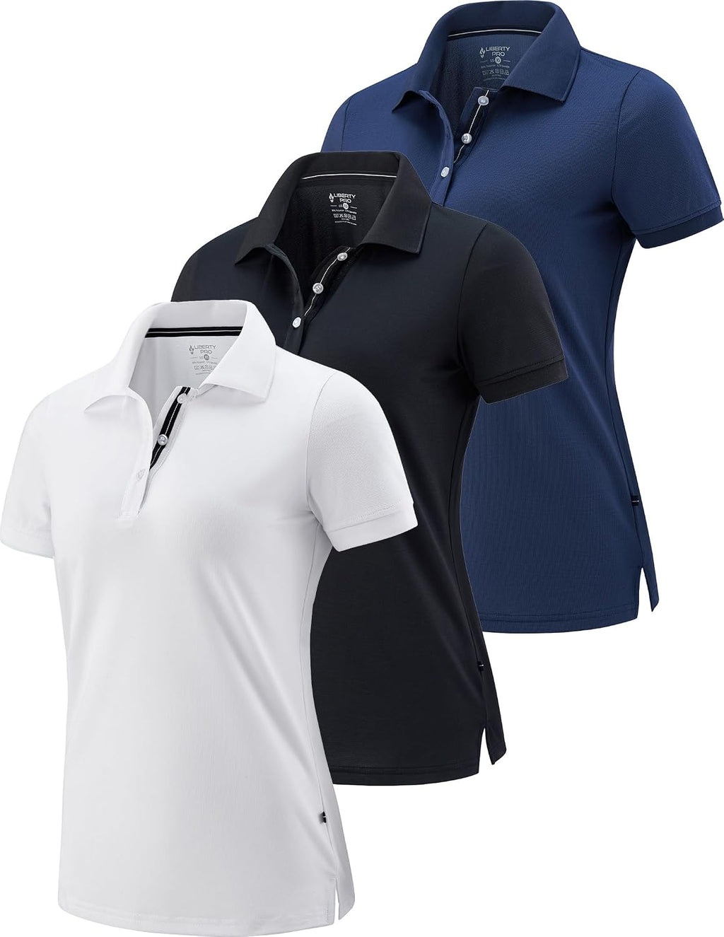 Liberty Pro 1 or 3 Pack Women's Athletic Polo Short Sleeve Shirts