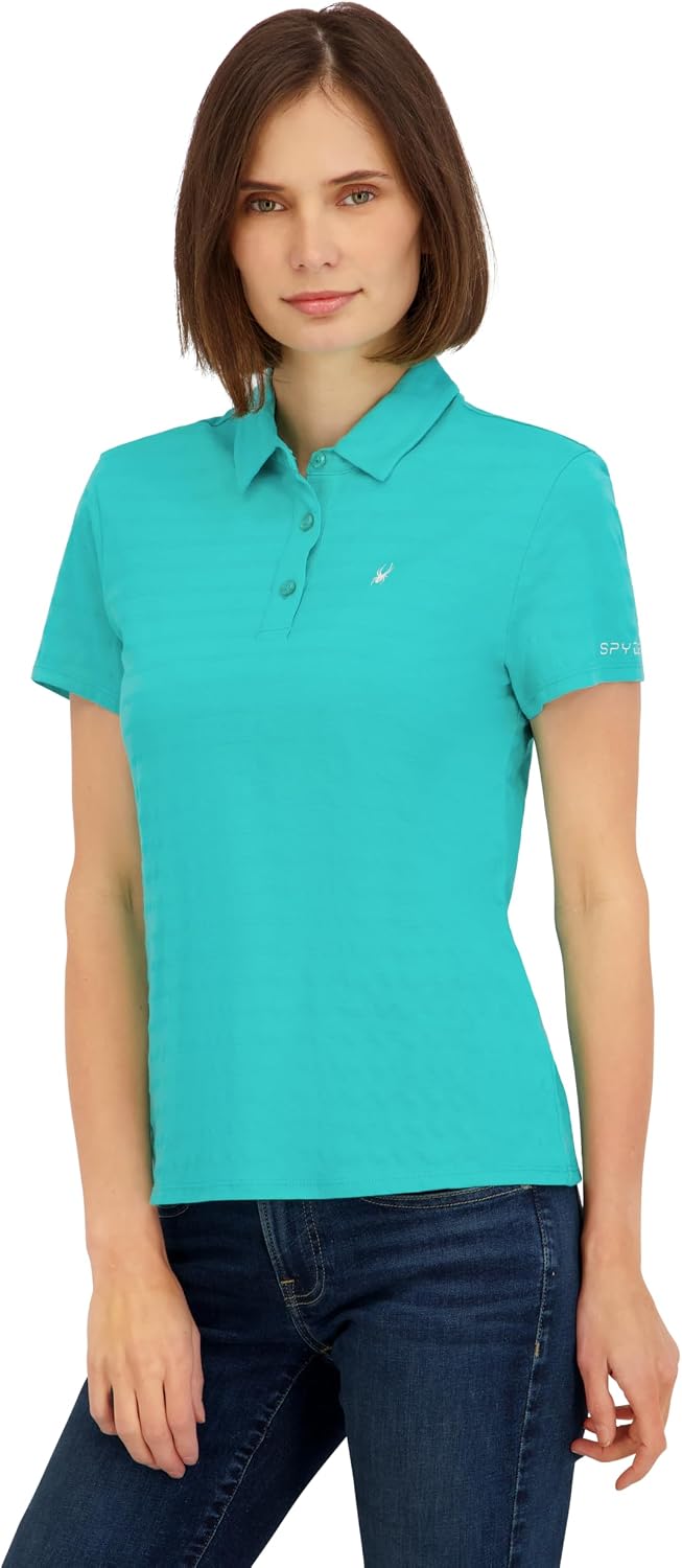 Spyder Women's Jacquard Stripe Short Sleeve Polo Top