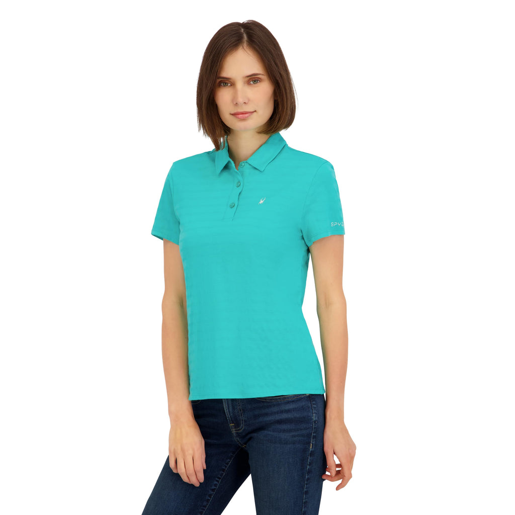 Spyder Women's Jacquard Stripe Short Sleeve Polo Top