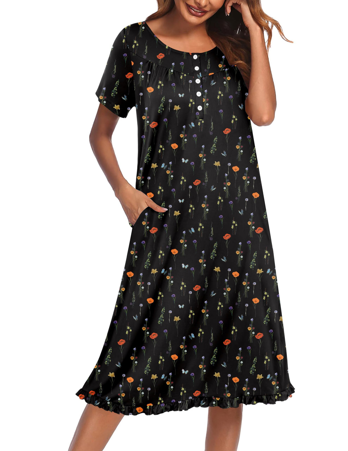 Ekouaer House Dresses for Women with Pockets Short Sleeve Moo Moos