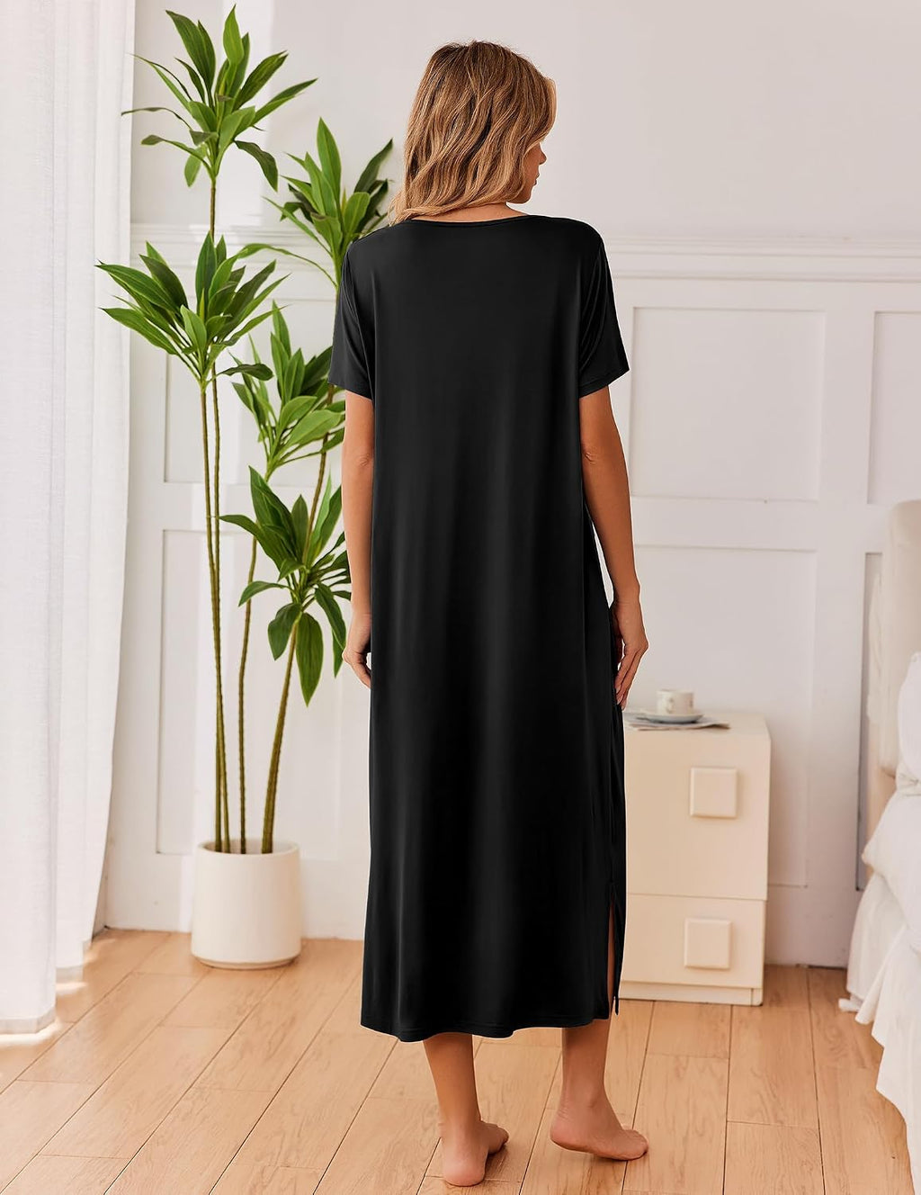 Ekouaer Long Nightgowns for Women 3 Pack Plus Size Short Sleeve House Dress