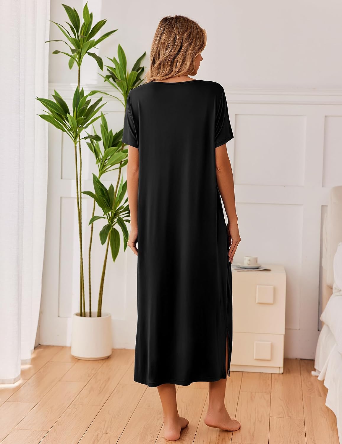 Ekouaer Long Nightgowns for Women 3 Pack Plus Size Short Sleeve House Dress