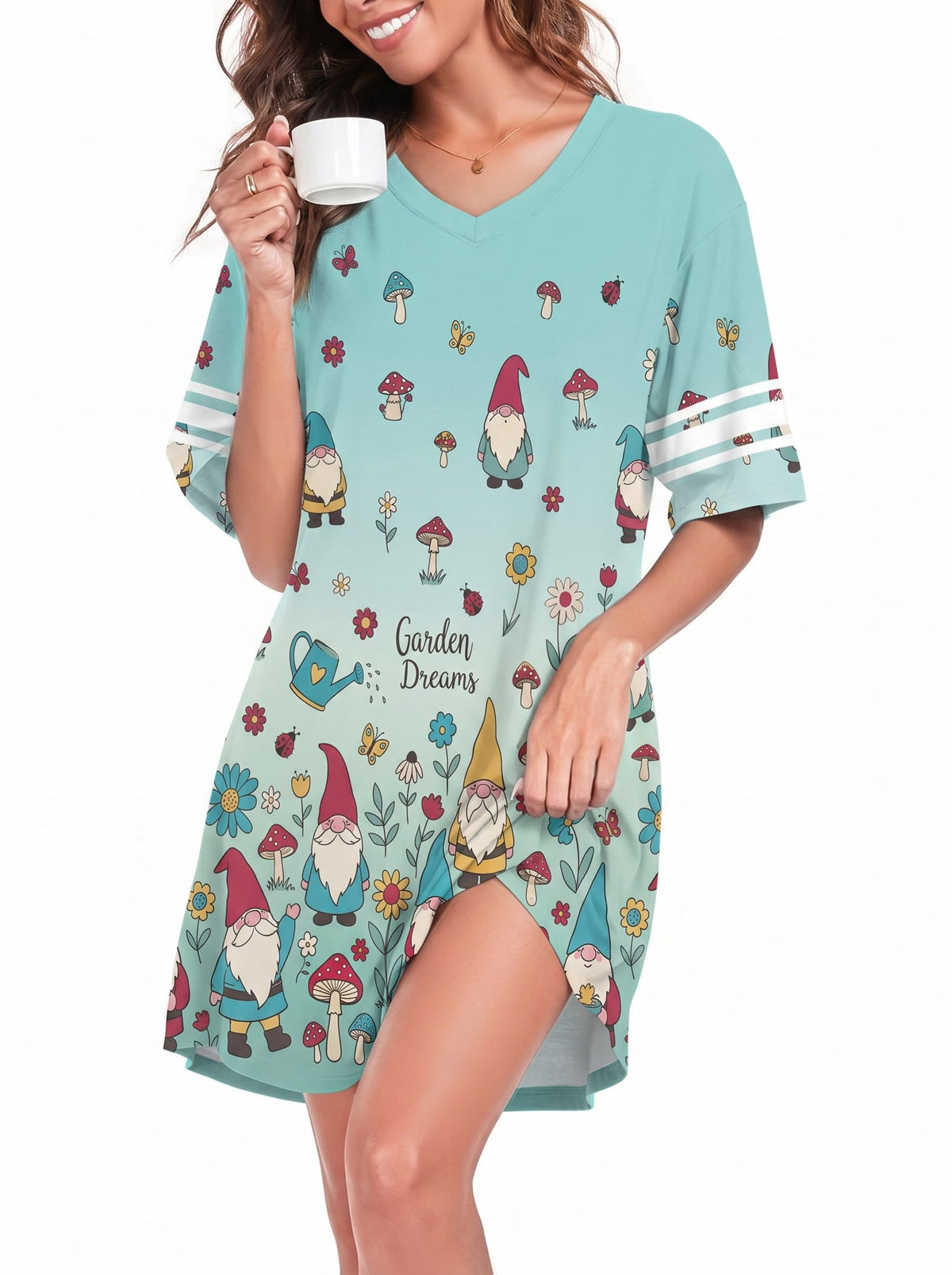 REGAI Women's Nightgowns Short Sleeve Soft Sleepshirt