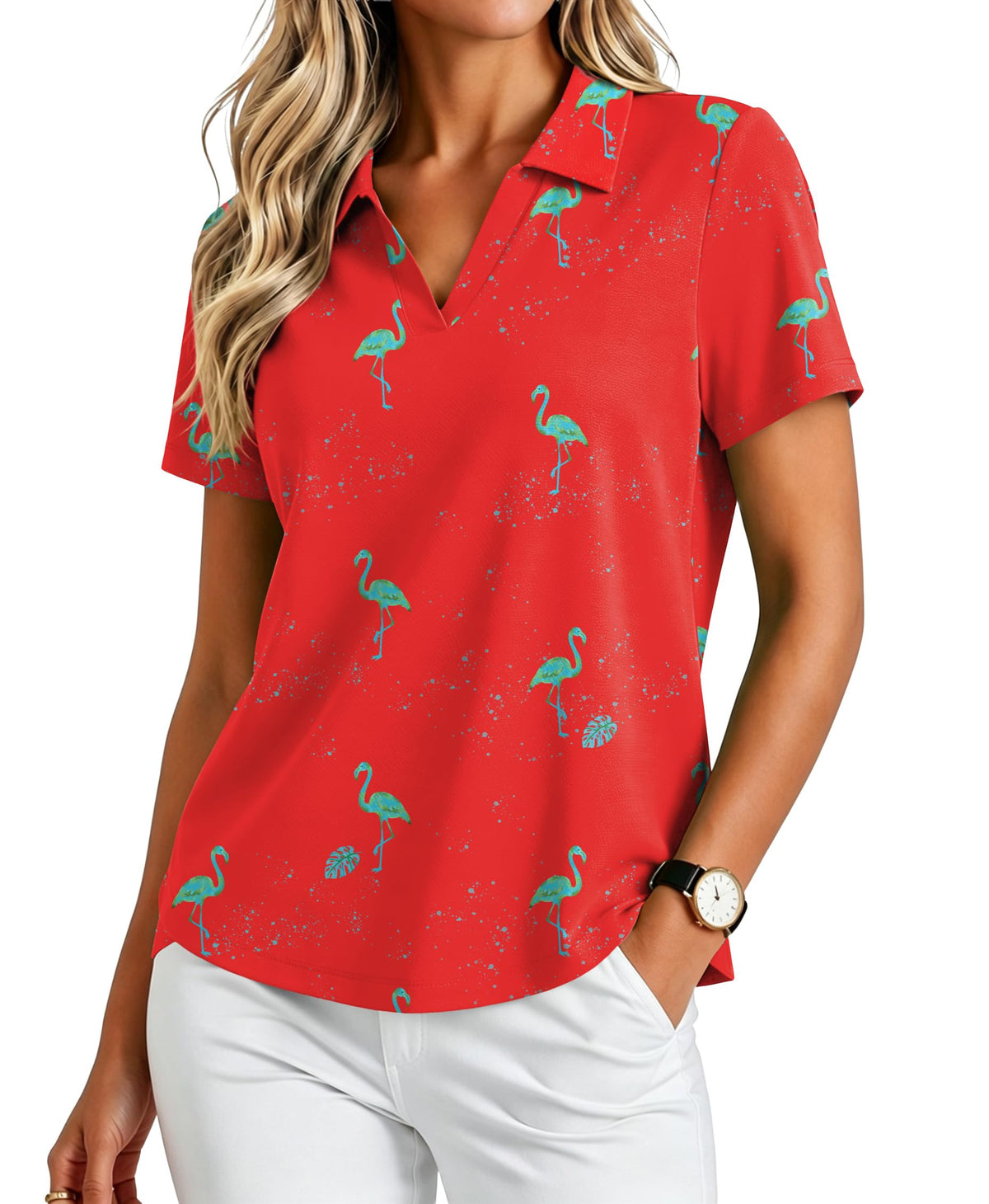 PINSPARK Womens Golf Shirt Short Sleeve Polos UPF 50+ Collared Tennis Tops