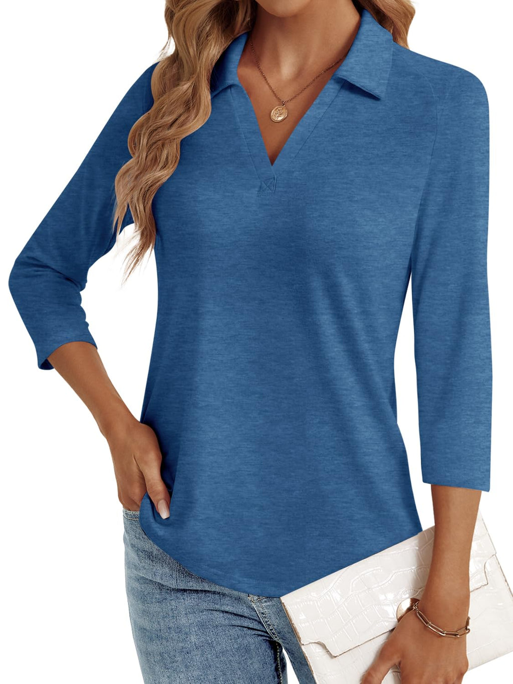 LYHIPSS 3/4 Length Sleeve Womens Tops Dressy Casual Business Blouses