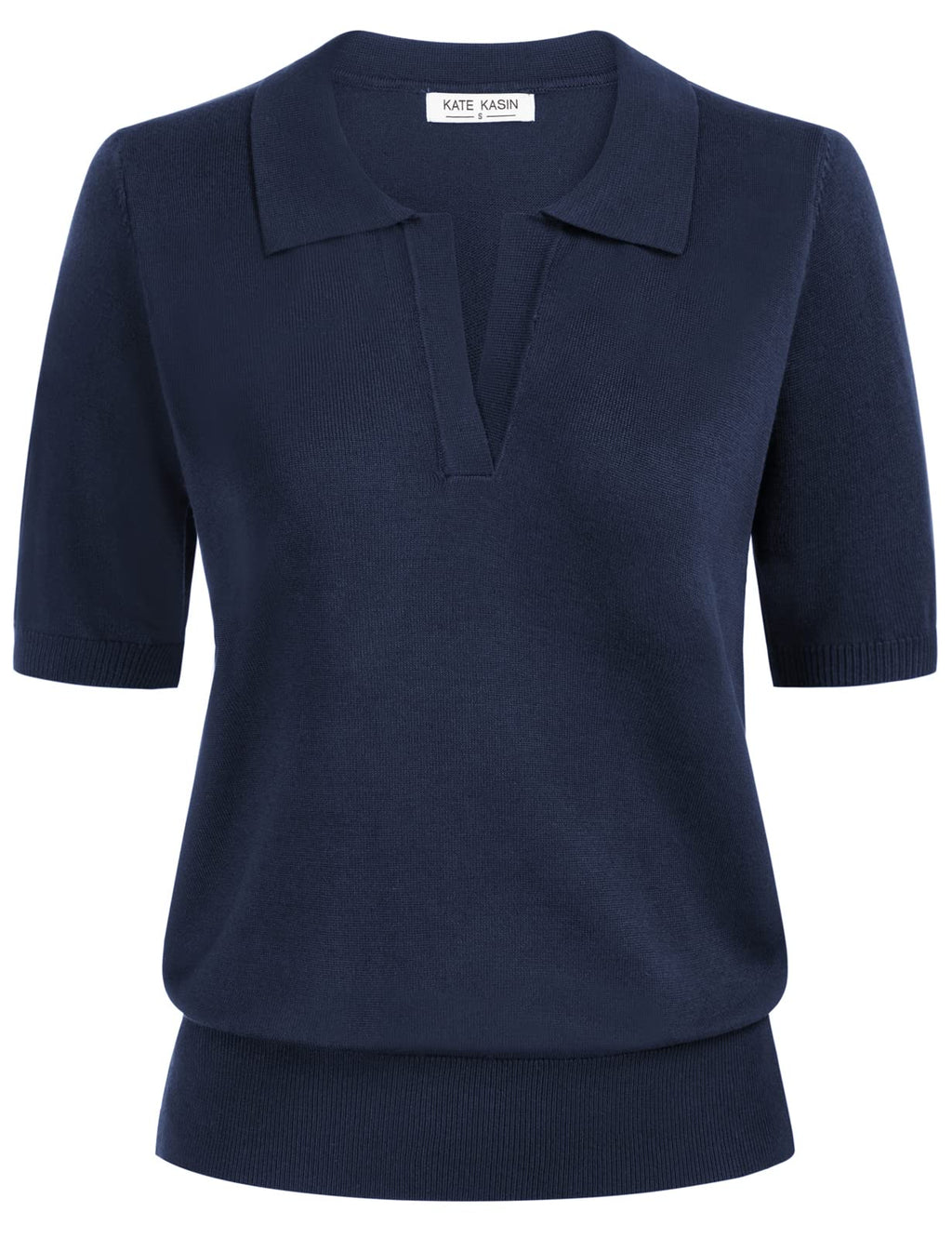 Women's Short Sleeve Classic V Neck Collared Casual Polo Sweater Tops