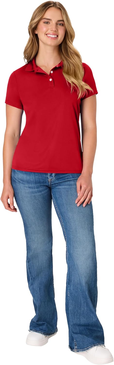Hanes womens Performance Polo, Single or 3-Pack, Sport Cool DRI Moisture-Wicking Polo Shirt, 40+ UPF Protection