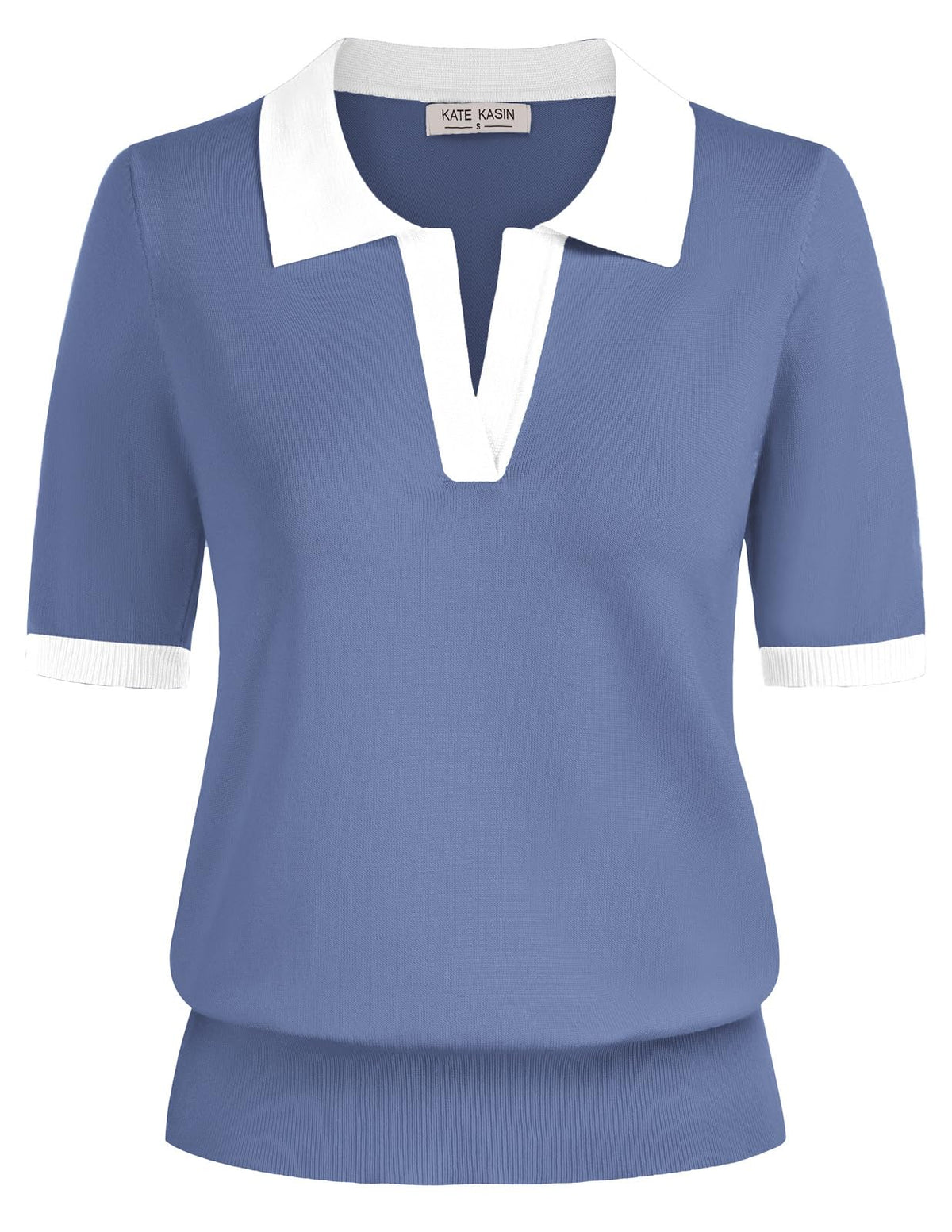 Women's Short Sleeve Classic V Neck Collared Casual Polo Sweater Tops