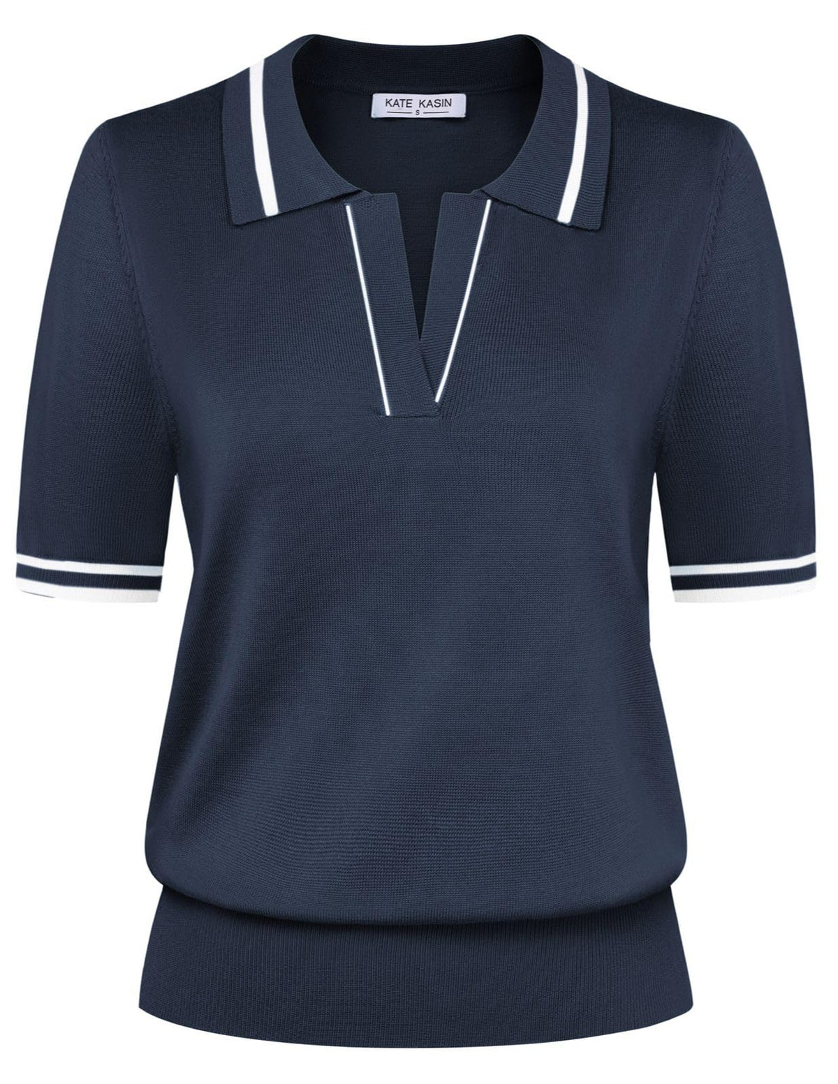 Women's Short Sleeve Classic V Neck Collared Casual Polo Sweater Tops