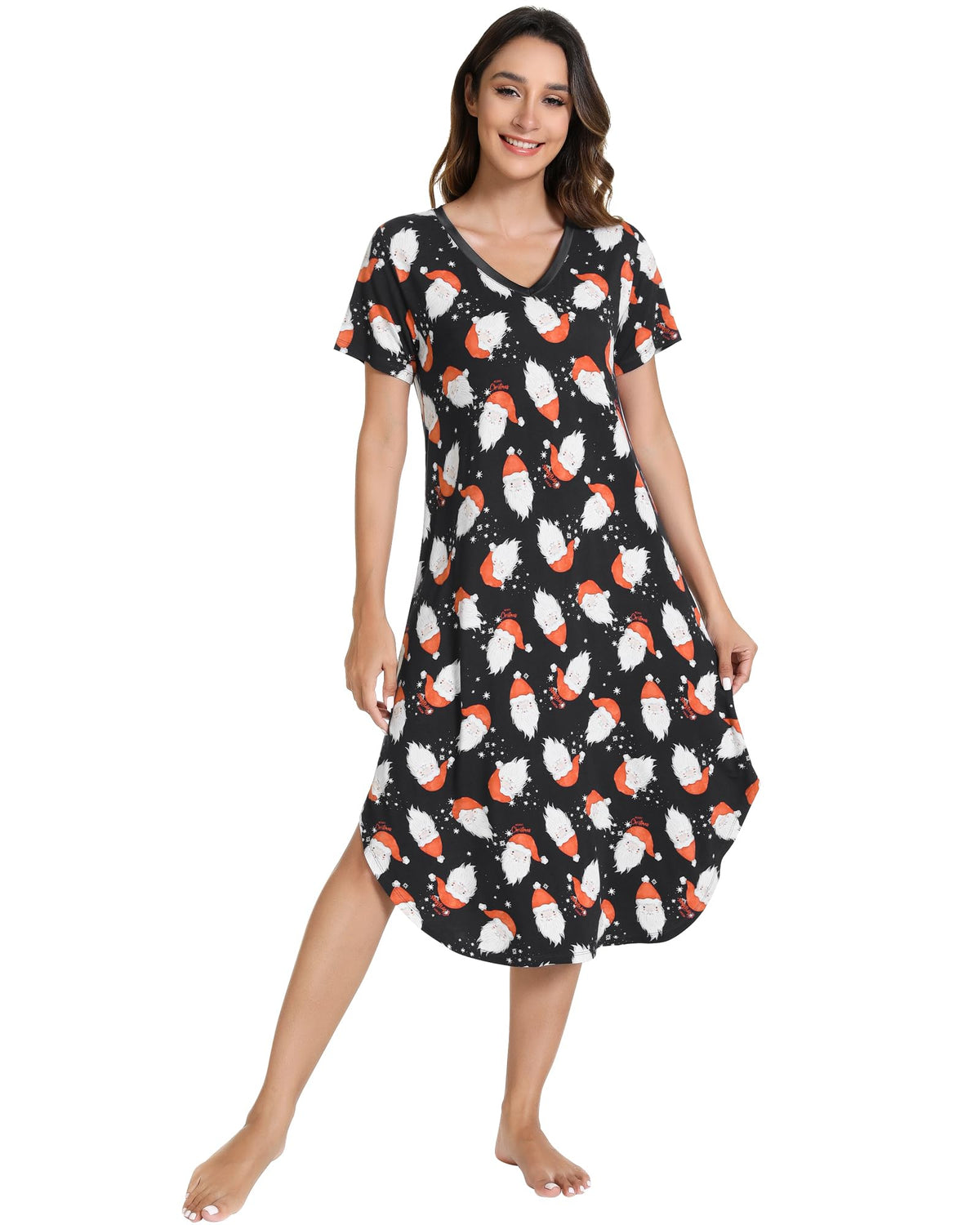 NACHILA Bamboo Viscose Nightgowns for Women Cooling Short Sleeve Sleepshirt