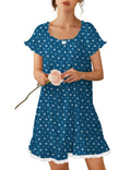 Ekouaer Cotton Nightgowns for Women Short Sleeve Victorian Night Gowns