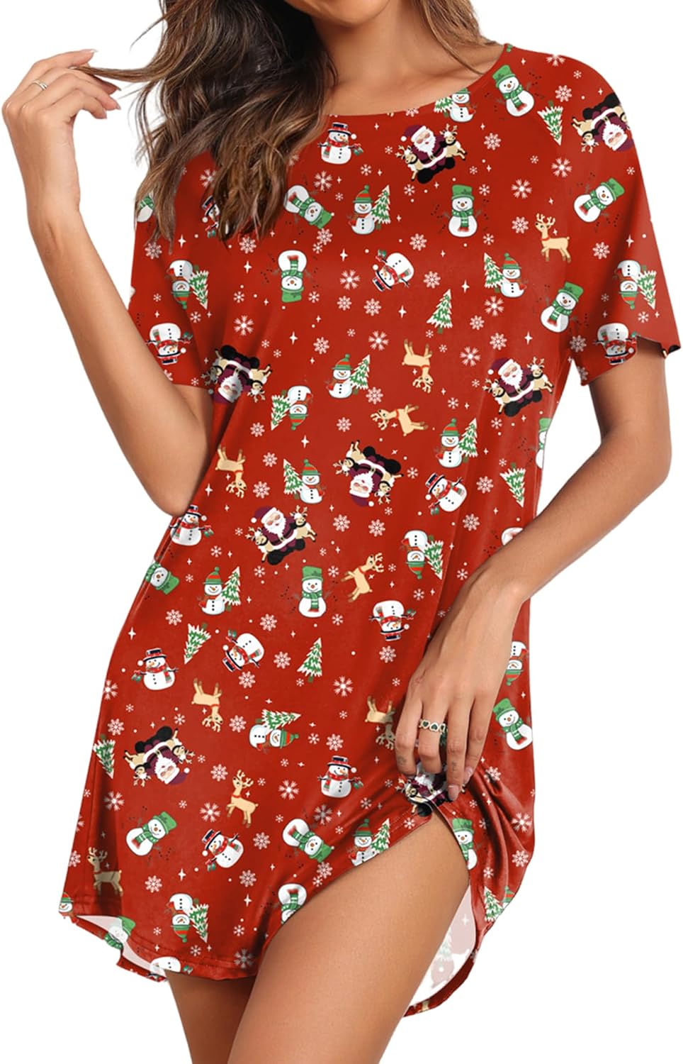Ekouaer Nightgowns for Women Short Sleeve Sleep Shirts Pullover Nightshirt
