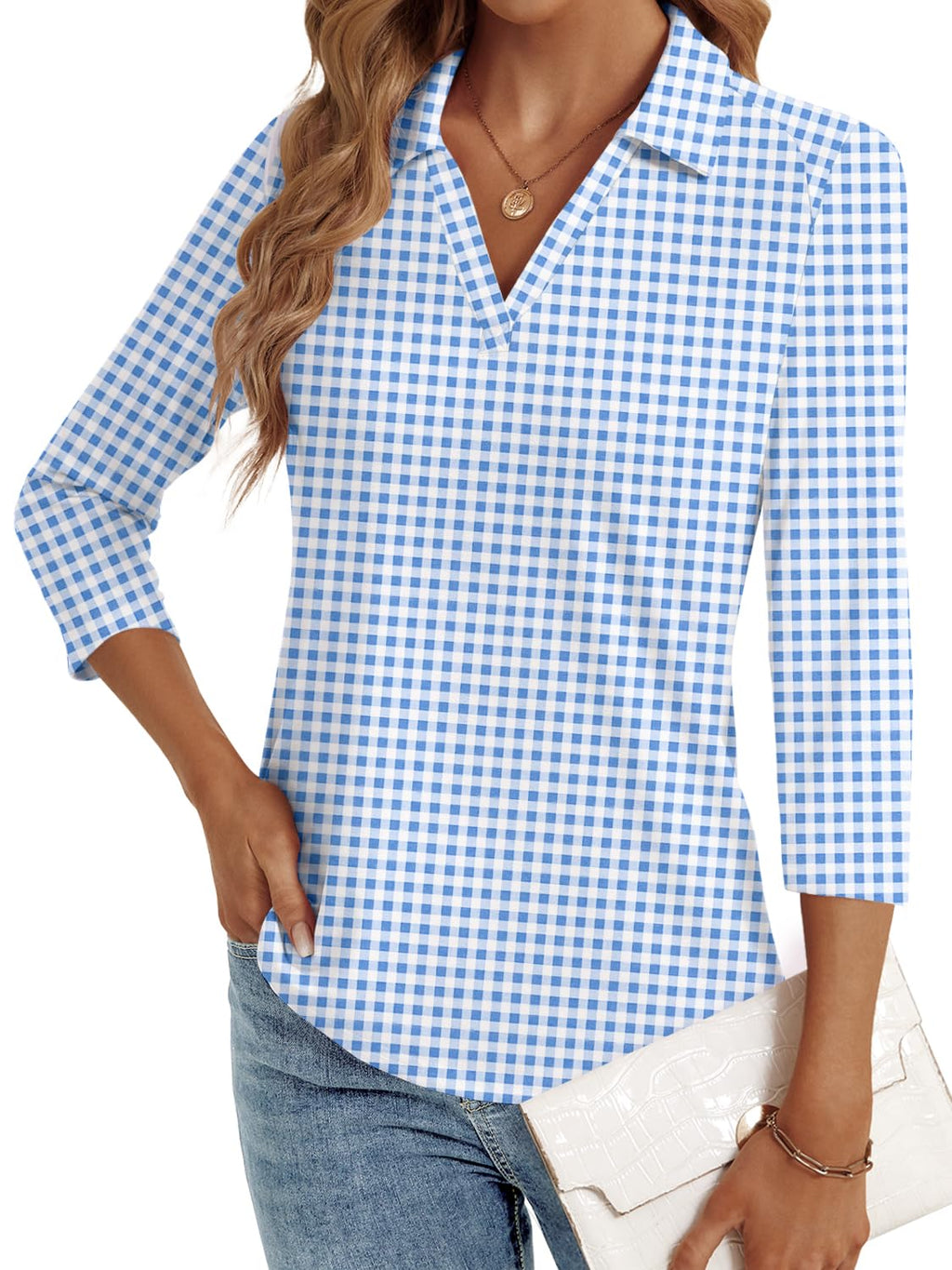 LYHIPSS 3/4 Length Sleeve Womens Tops Dressy Casual Business Blouses